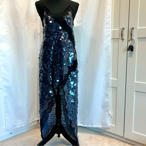 Zara ZW Collection Mauve Purple Sequin Lace Midi Dress S NWOT cocktail party - Picture 8 of 17